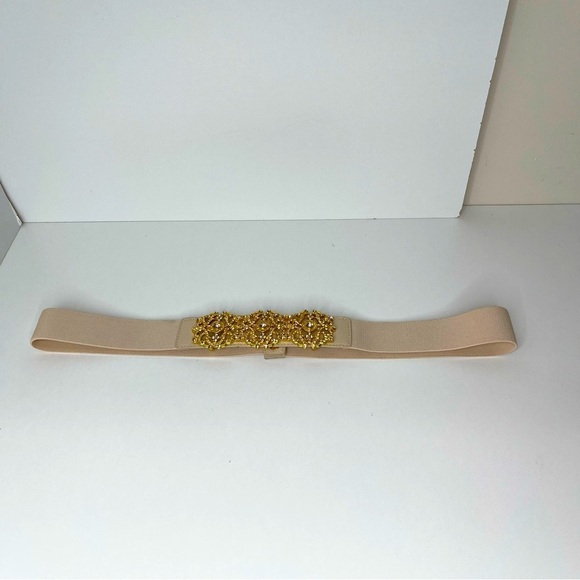 BCBGMAXAZRIA belt Gold Rhinestone Embellished Belt Womens wedding statement - Picture 2 of 6